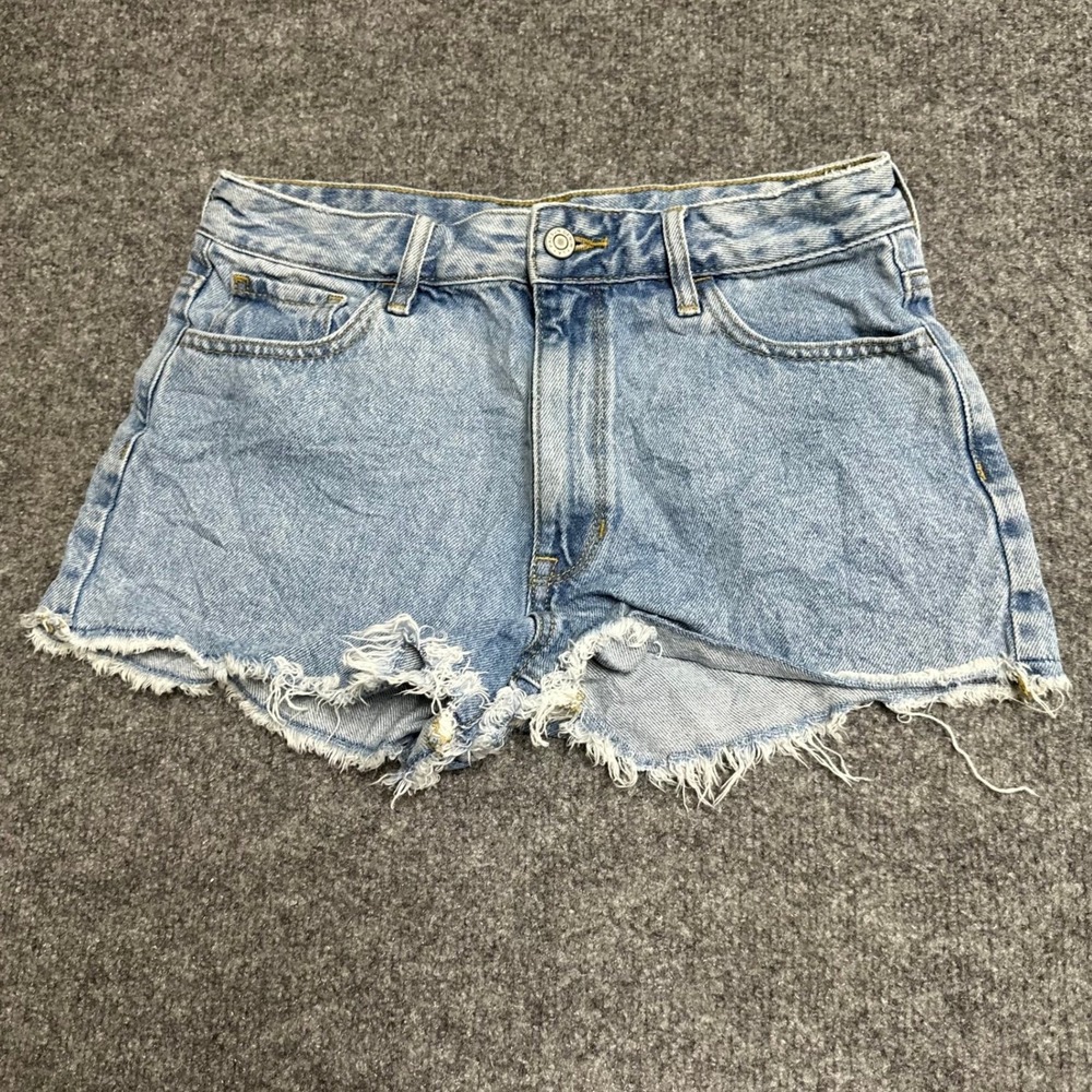 PacSun Denim Shorts Womens Size 28 Light Wash Waist Frayed Raw Hem Distressed